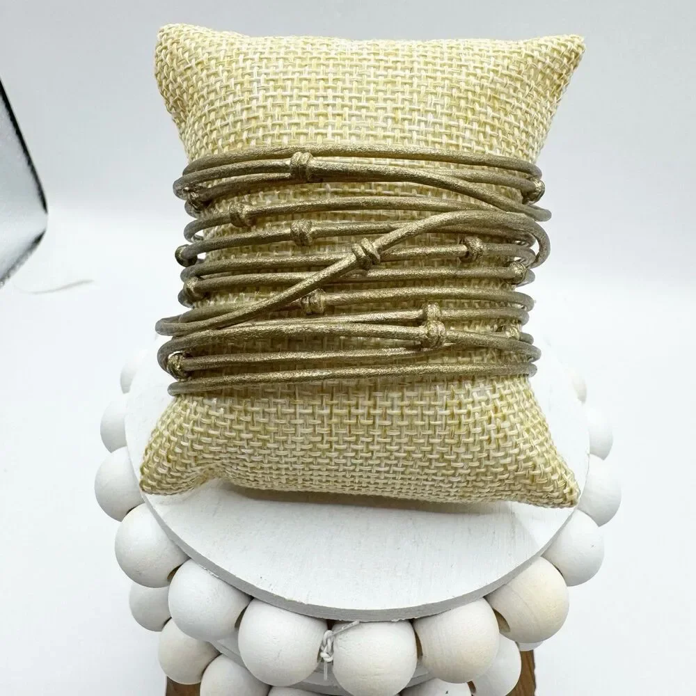 Rivka Friedman 18K Gold Clad Wrapped Mina Cuff Knotted Statement Bracelet